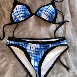 blue tie dye water color bikini